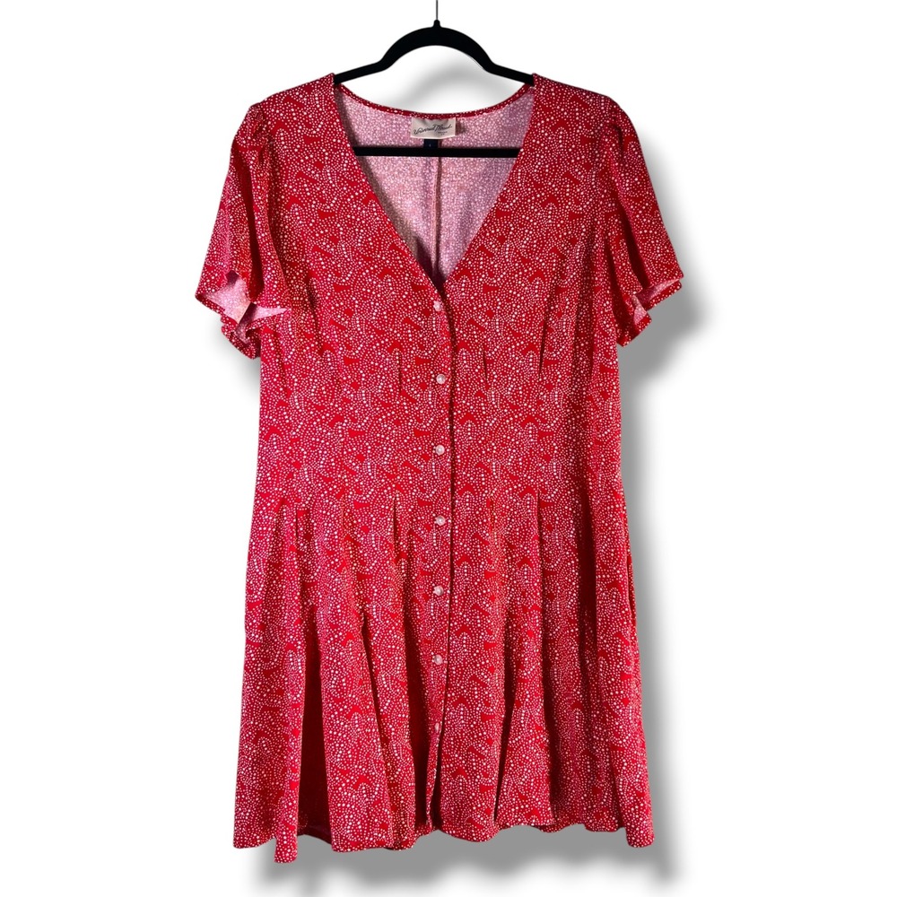Universal Thread Womens Sz Large Mini Dress Red Star Print Linen Blend Americana
